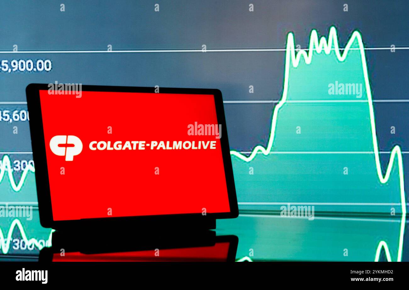 Deutschland. November 2024. In dieser Abbildung ist ein Logo der Firma Colgate-Palmolive auf einem Tablet zu sehen. (Foto von Igor Golovniov/SOPA Images/SIPA USA) *** ausschließlich für redaktionelle Nachrichten *** Credit: SIPA USA/Alamy Live News Stockfoto