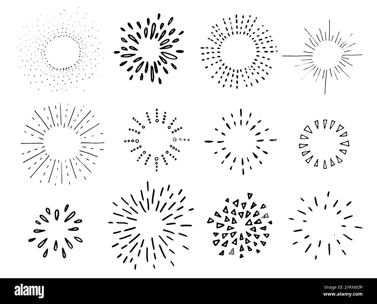Vektor-Hand gezeichnete Starburst-Sammlung Stock Vektor