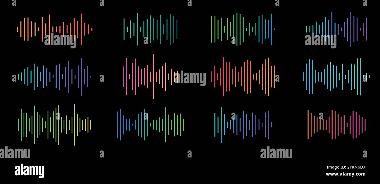 Farbenfrohe Stylenkunst mit Schallwellen Stock Vektor
