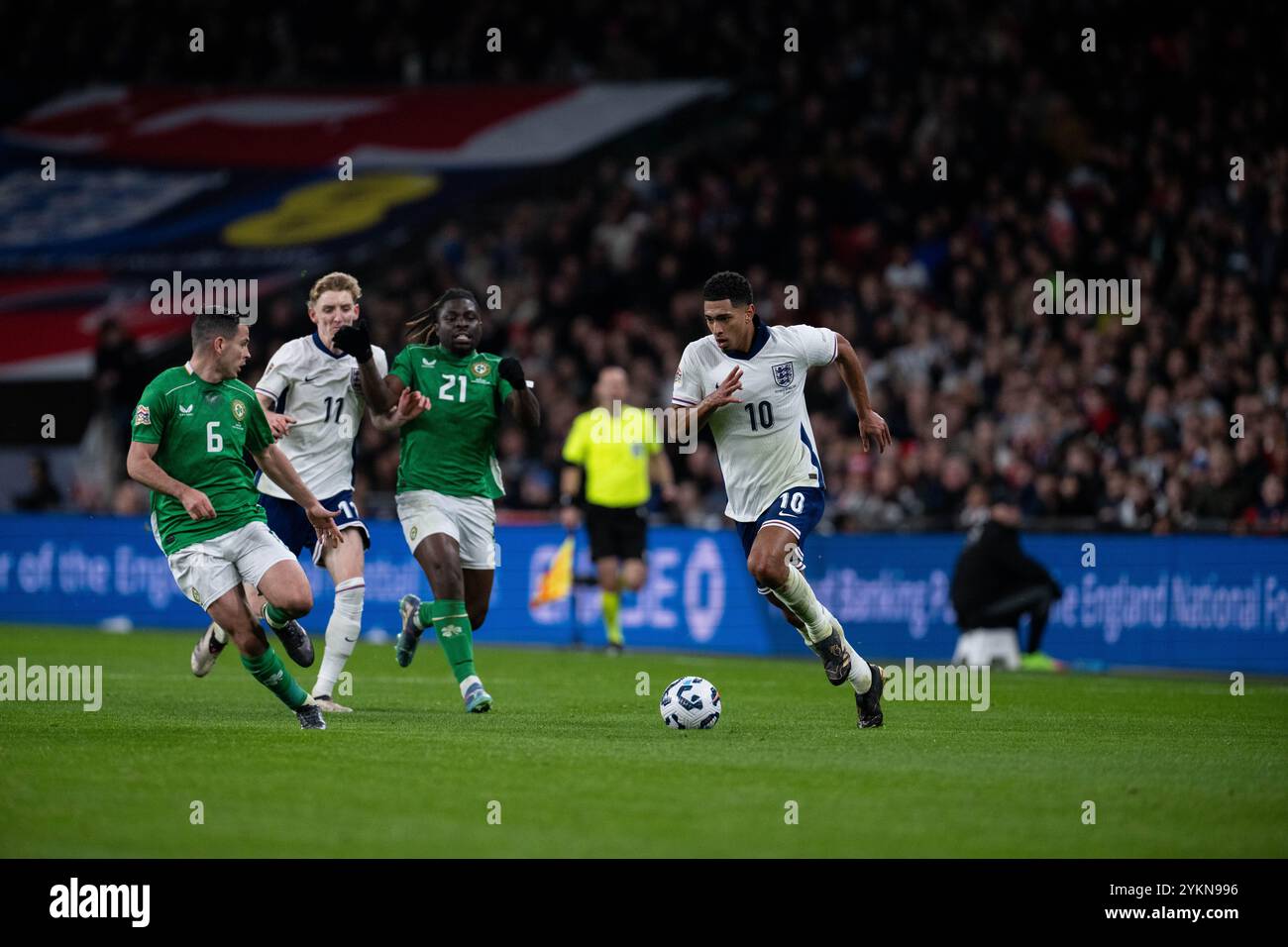 LONDON, ENGLAND - 17. NOVEMBER: Jude Bellingham beim Spiel der UEFA Nations League 2024/25 League B Gruppe B2 zwischen England und der Republik Irland Stockfoto