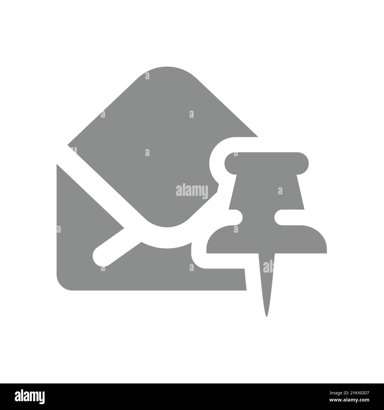 Öffnen Sie den Brief mit Drucknadel oder Daumentaster. E-Mail, E-Mail mit angehängtem Dateivektorsymbol. Stock Vektor