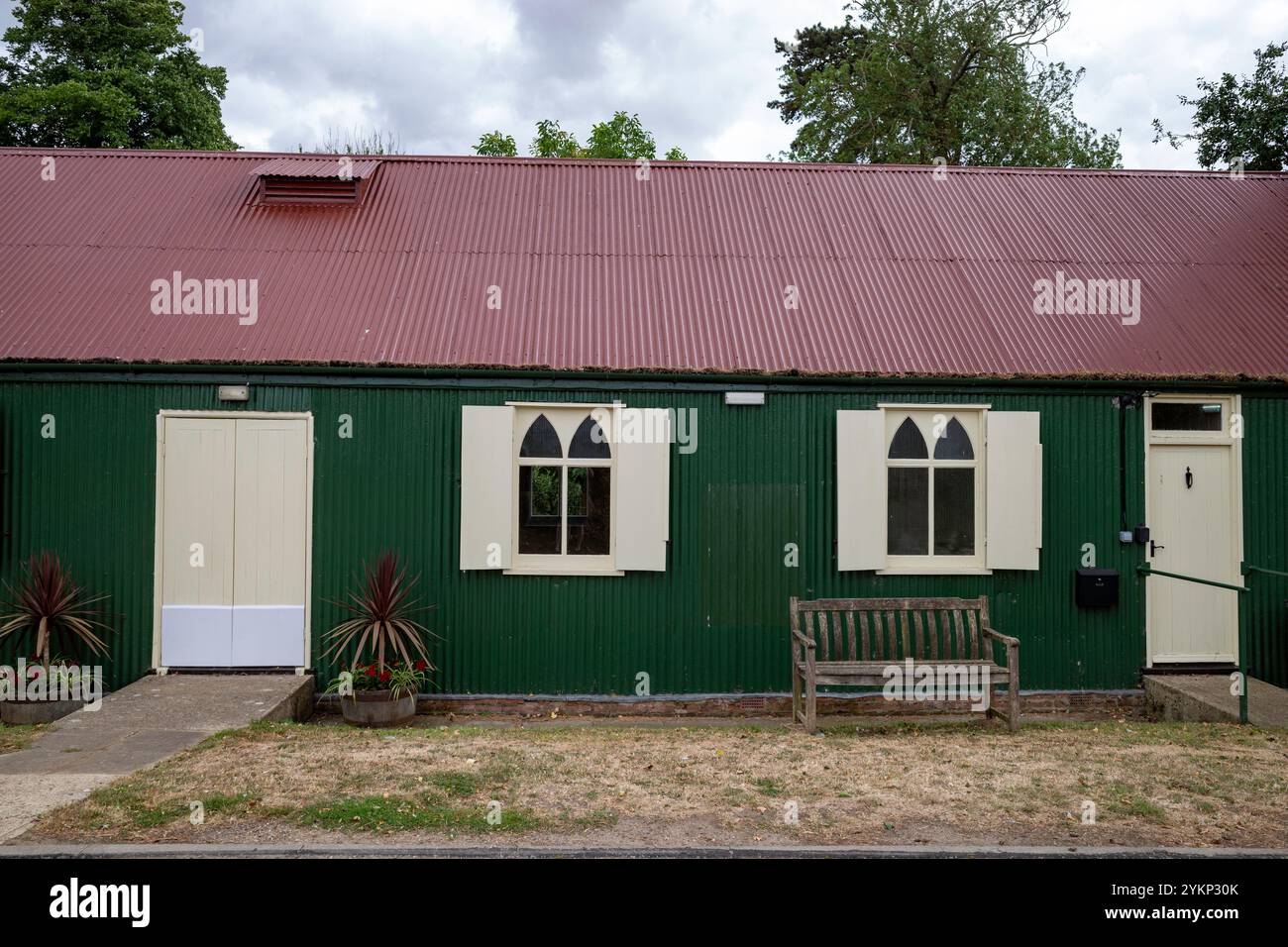 Wellblech-Dorfsaal Framsden Suffolk Stockfoto