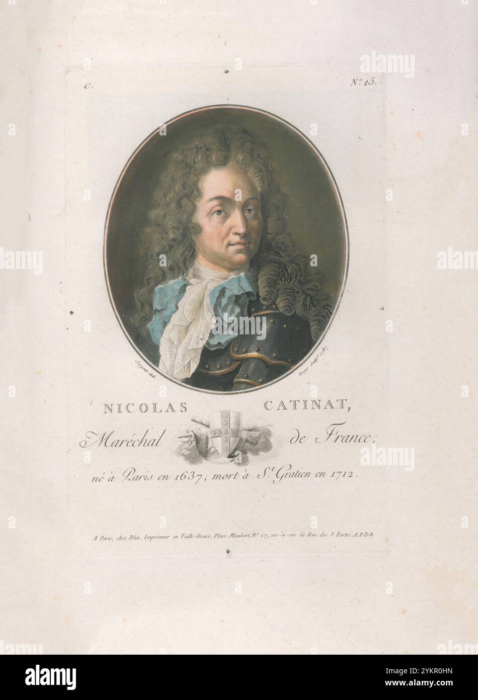 Nicolas Catinat. Nicolas Catinat (1637–1712) war ein französischer Militärkommandeur und Marschall von Frankreich unter Ludwig XIV 1792 Stockfoto