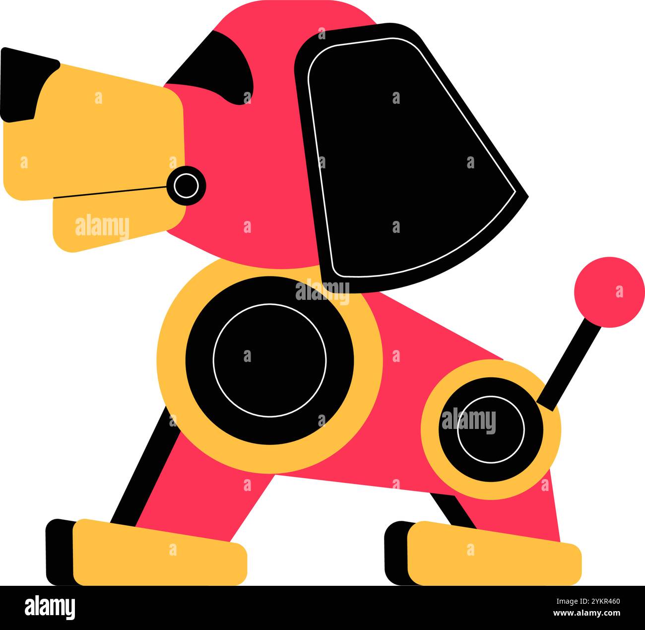 Robotic Dog In Flat Vector Illustration, Die Moderne Technologie, Künstliche Intelligenz Und Futuristische Innovationen Symbolisiert, Isoliert Auf Weiß Stock Vektor