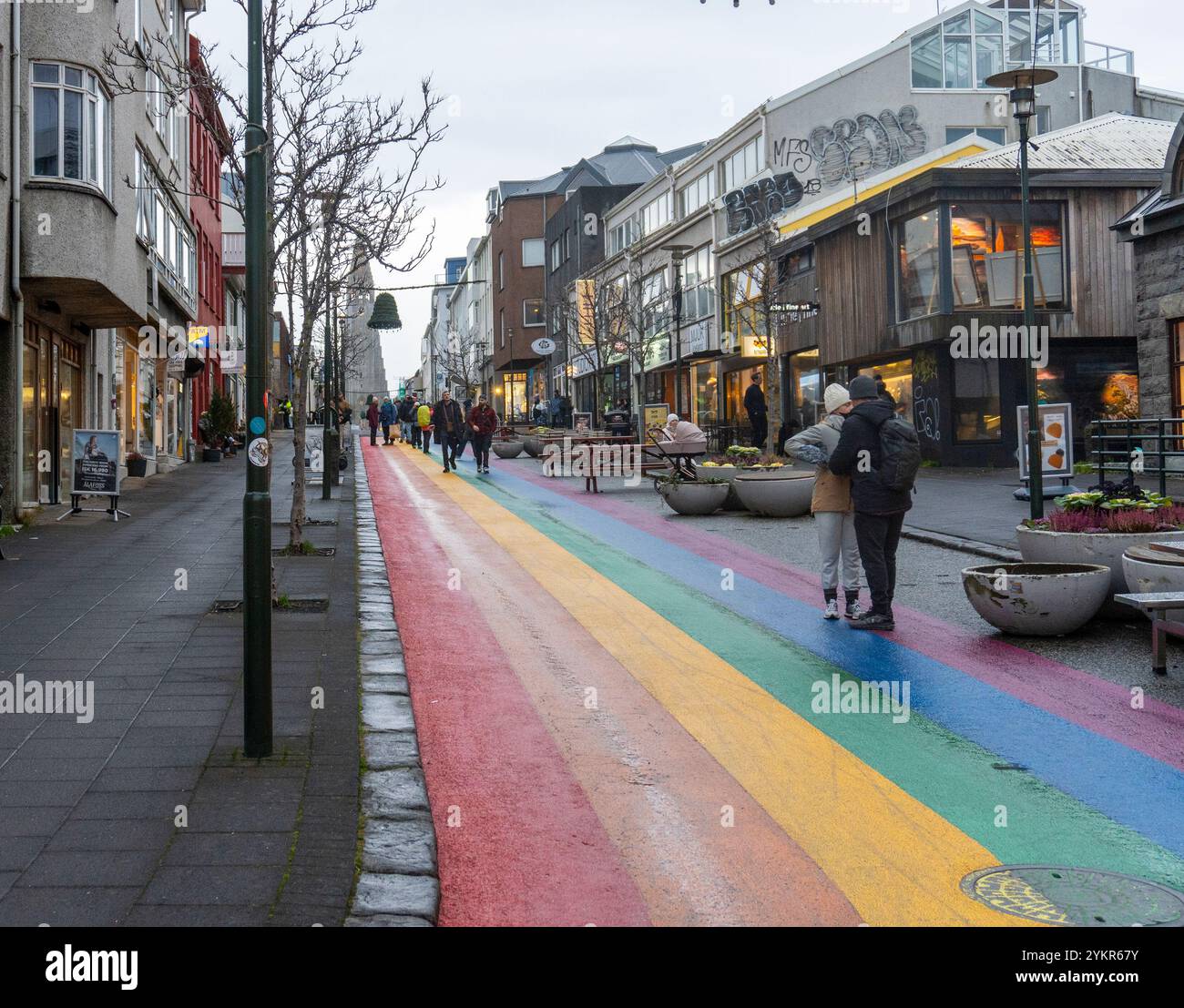 Rainbow Street in Reykjavík, Island Stockfoto