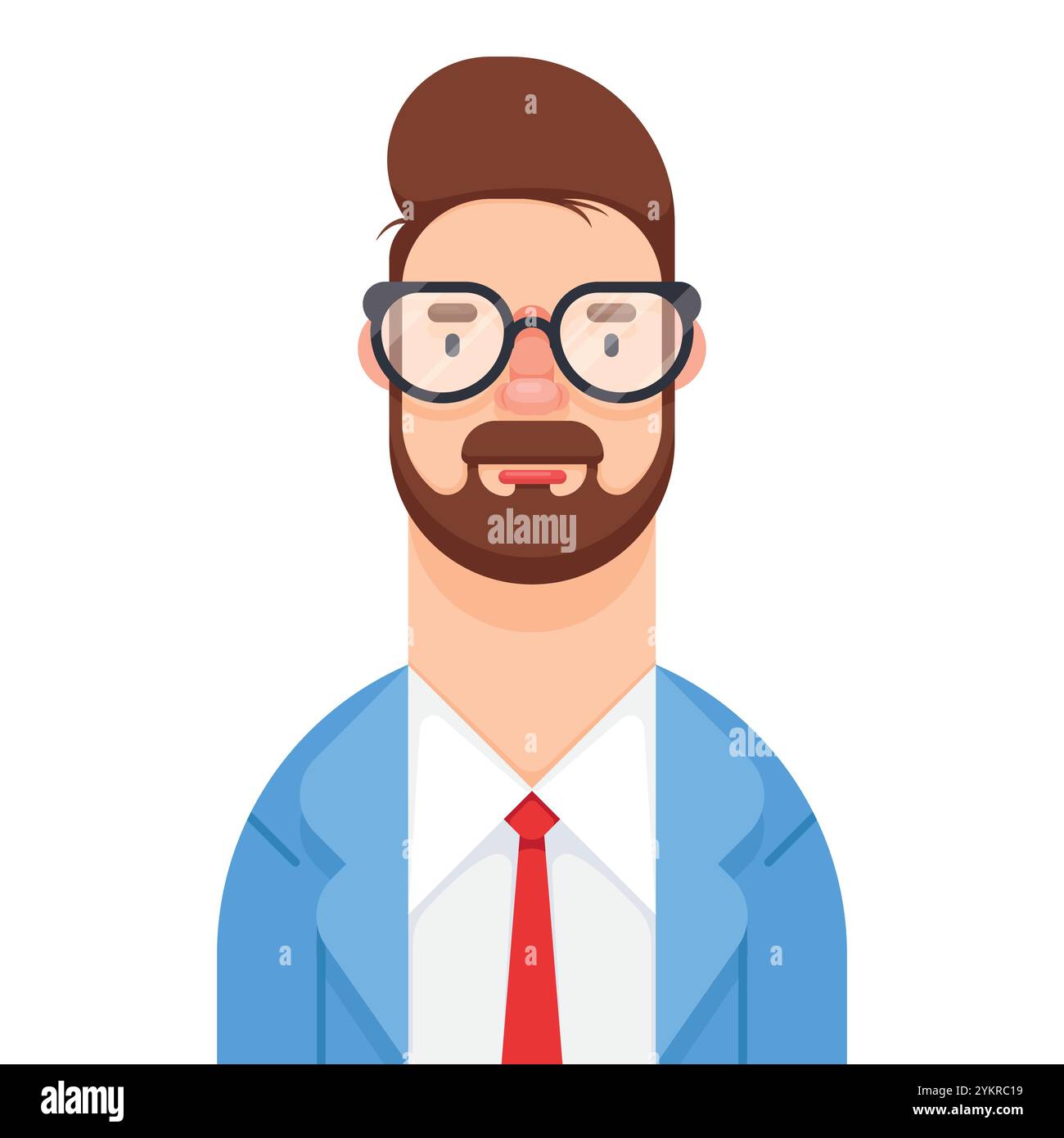 Man Mitarbeiter-Avatar. Porträt eines Geschäftsmannes in elegantem Anzug, Krawatte und Brille. Vektorabbildung Stock Vektor Man Mitarbeiter-Avatar. Porträt eines Geschäftsmannes in elegantem Anzug, Krawatte und Brille. Vektorabbildung Stock Vektor
