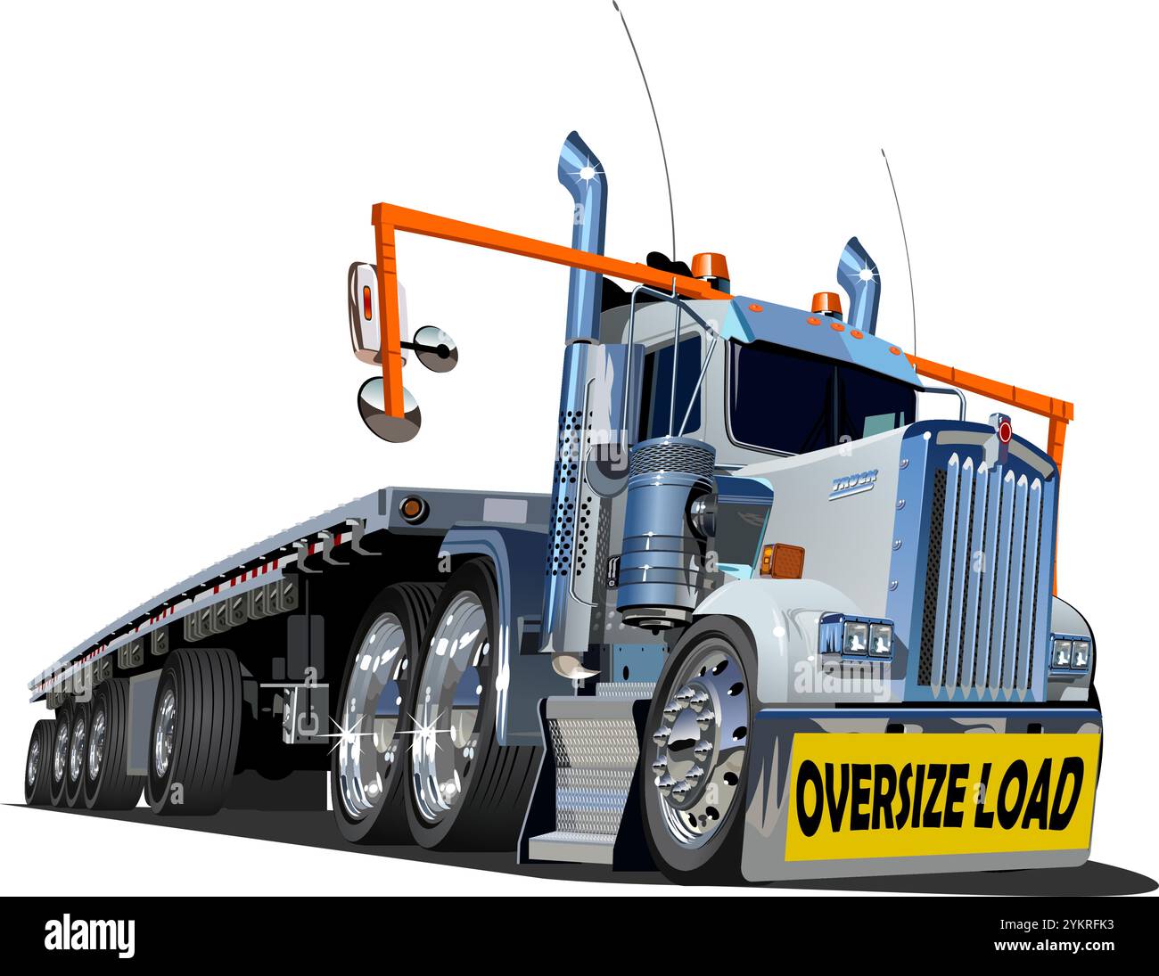 Cartoon Übergröße Last Transporter LKW isoliert auf weißem Hintergrund. Verfügbares EPS-10-Vektorformat, das durch Gruppen und Ebenen getrennt ist, für eine einfache Bearbeitung Stock Vektor