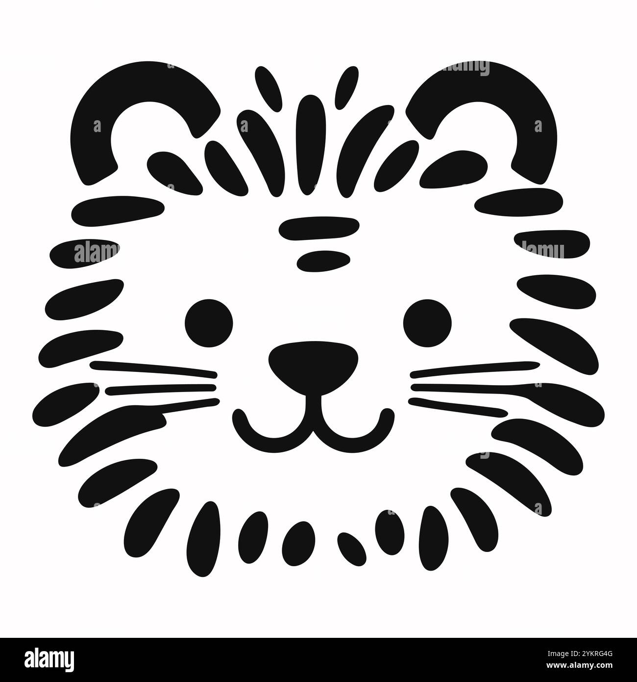 Niedlicher Baby-Löwe in Hand gezeichneter Doodle-Stil auf weißem Hintergrund. Einfaches Vektorsymbol, Logo, Druck Stock Vektor