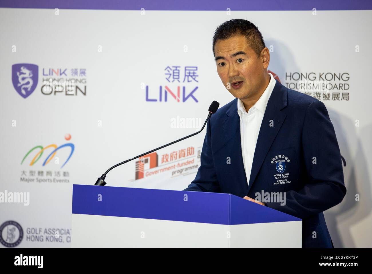 Hongkong, China. November 2024. Link Hong Kong Open Golf Press Conference Andy Kwok, Kapitän des Hong Kong Golf Club Credit: Jayne Russell/Alamy Live News Stockfoto