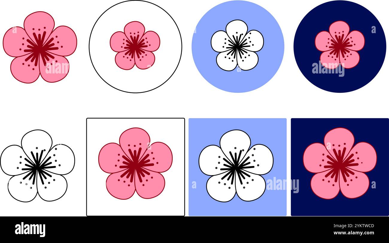 Spring Cherry Pink Blossom Logo. Sakura Blume Vektor grafische Illustration Stock Vektor