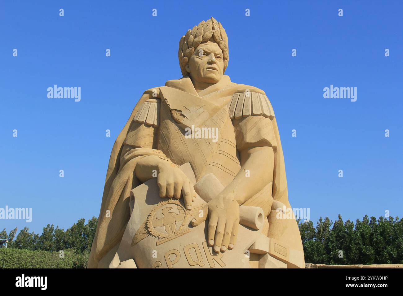 Skulpturen aus Sand für berühmte historische und antike Figuren Stockfoto