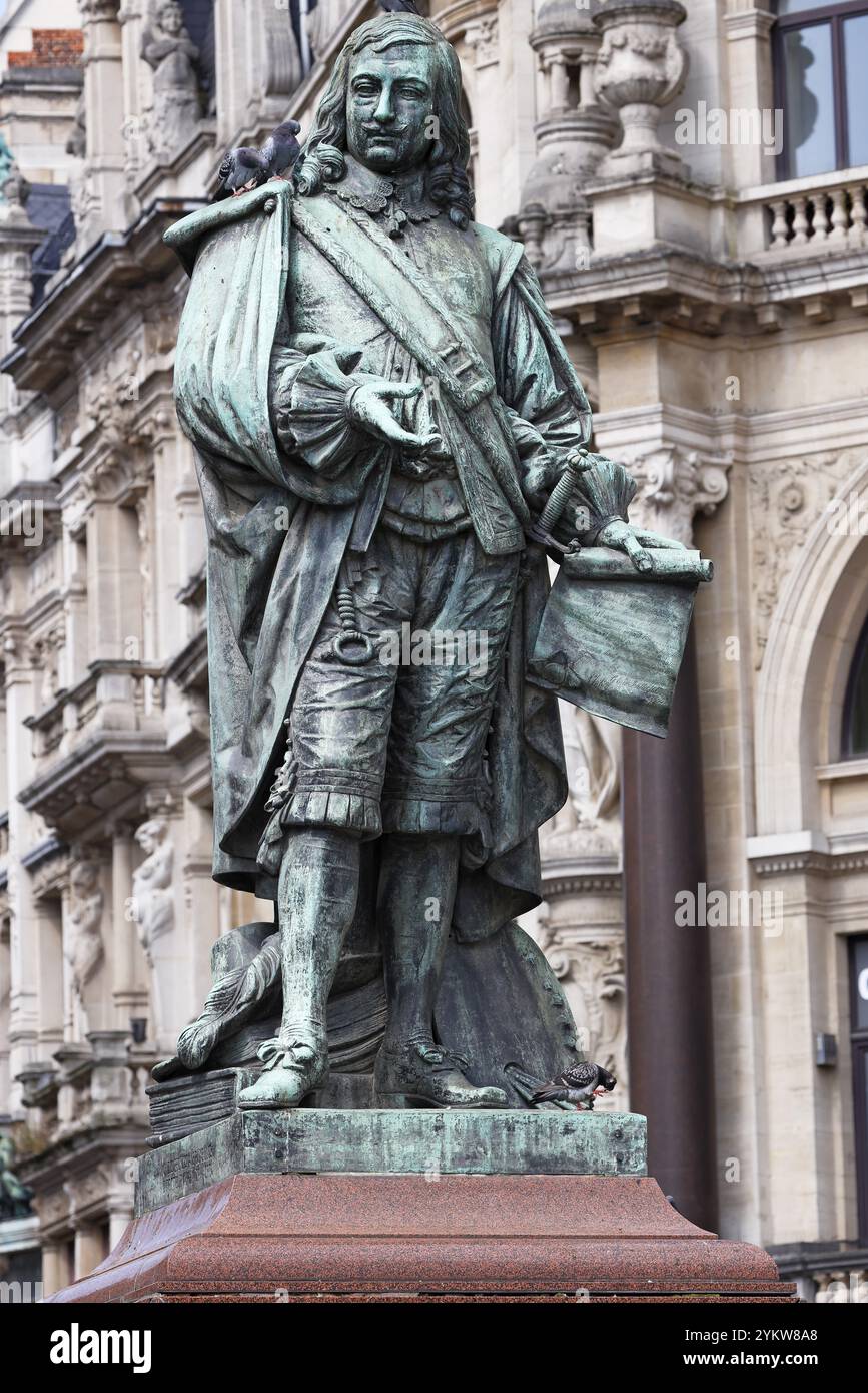 Statue von David Teniers dem Jüngeren, flämischer Maler, Antwerpen, Flandern, Belgien, Europa Stockfoto