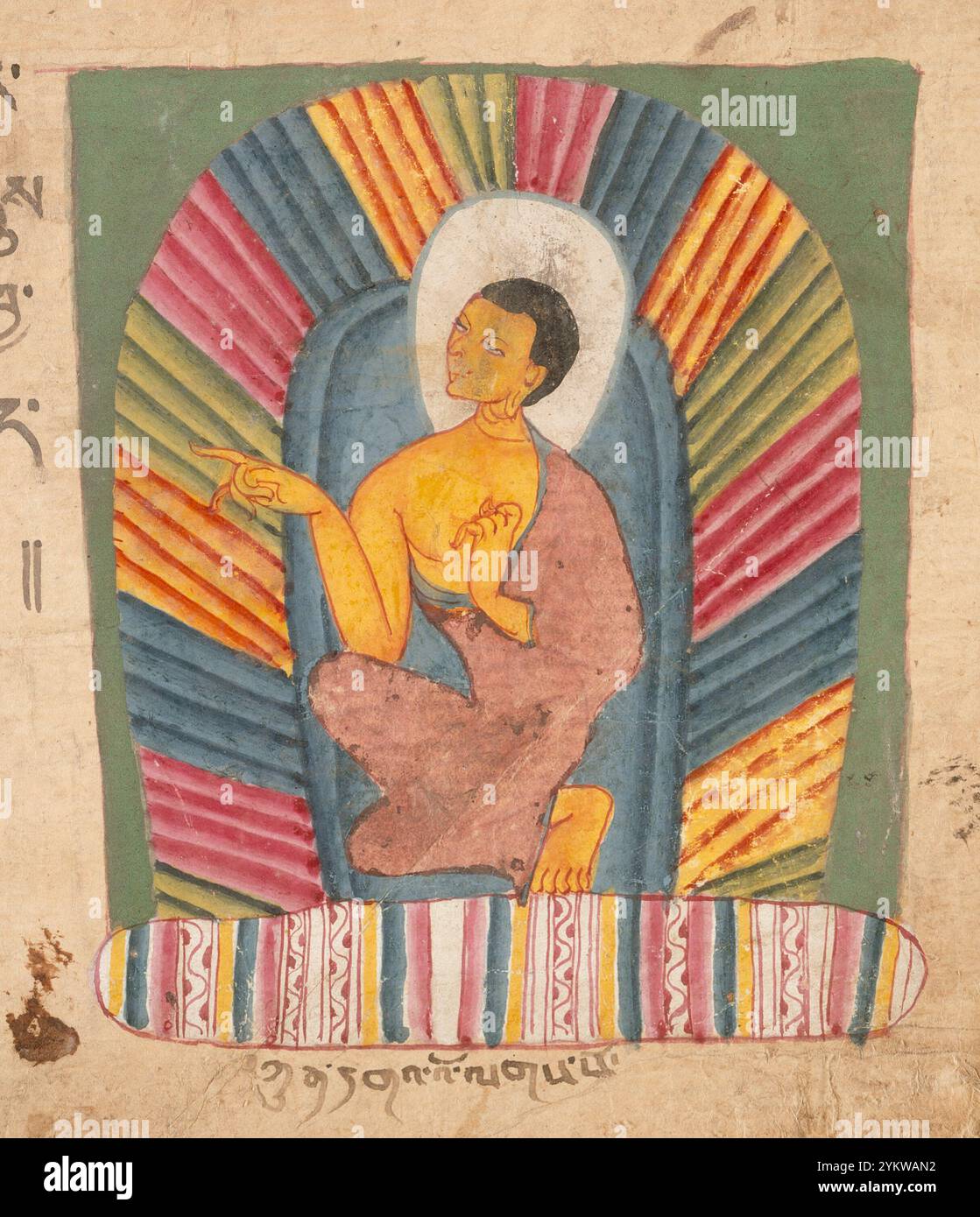 Vintage religiöse Kunst Illustration: Titelseite aus einem Kanjur (buddhistischer Kanon), westliches Tibet Stockfoto