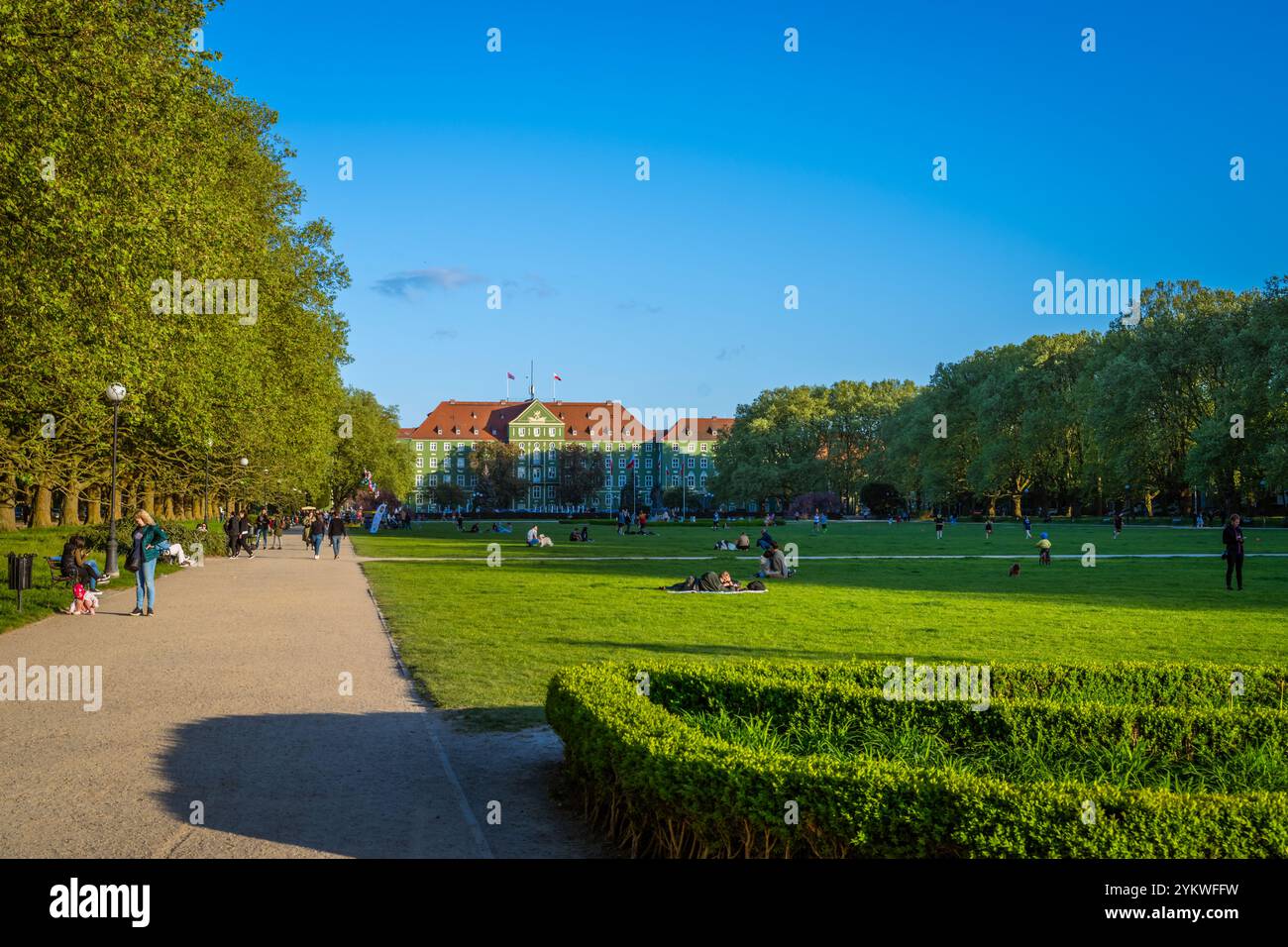 Urząd Miasta Szczecin, Widok of Strony Plac Jasne Blonia Stockfoto