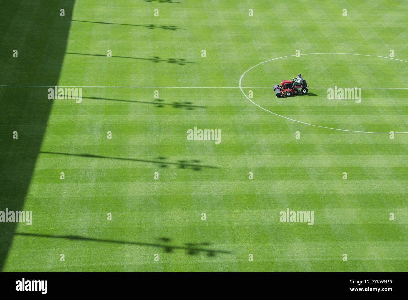 Das Gras im Fußballstadion, Lubin, Polen, Europa Stockfoto