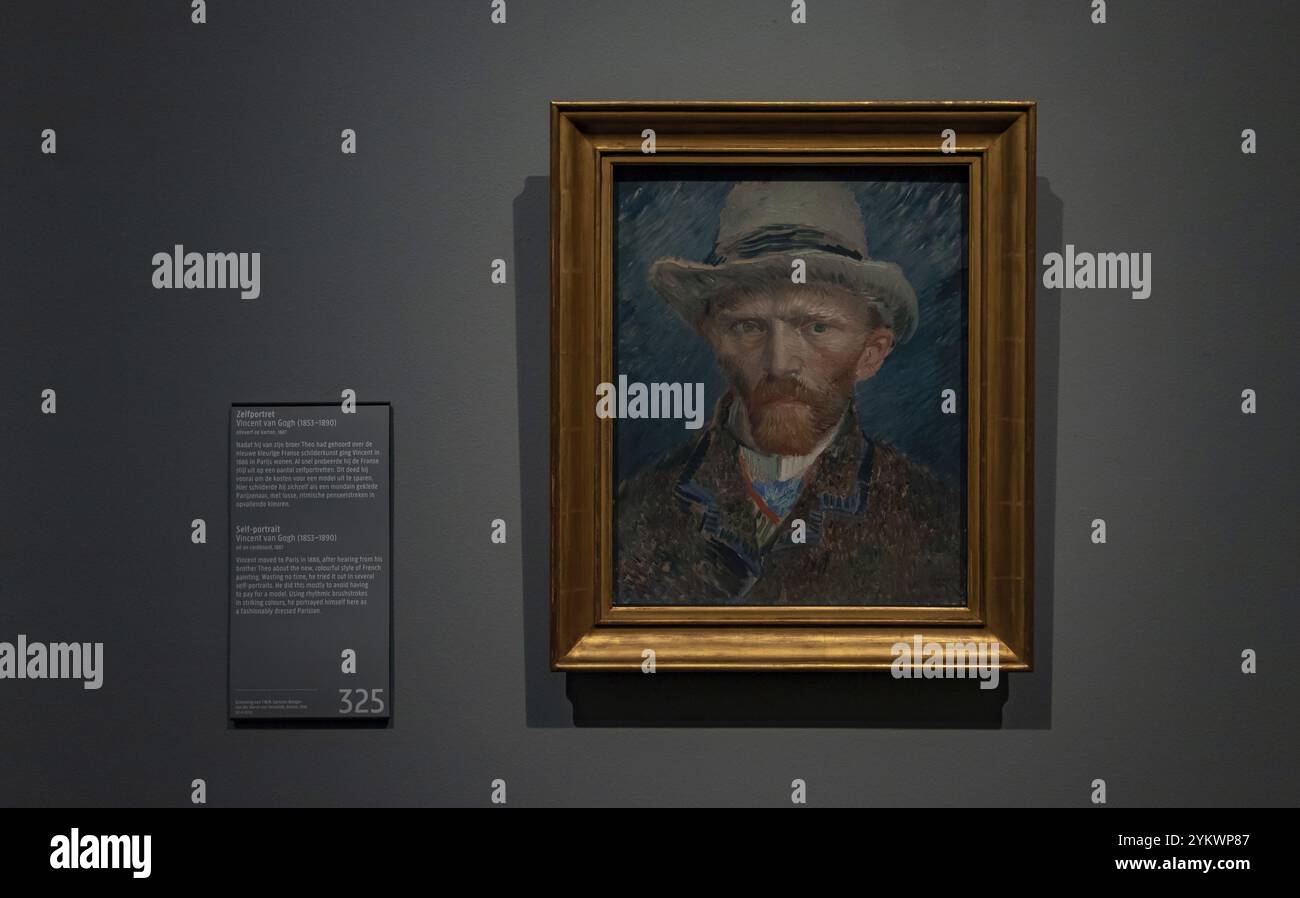 Ein Bild des Selbstporträts von Vincent van Gogh, von Vincent van Gogh (1887), das im Rijksmuseum im Rahmen des colle von 1800-1900 zu sehen ist Stockfoto