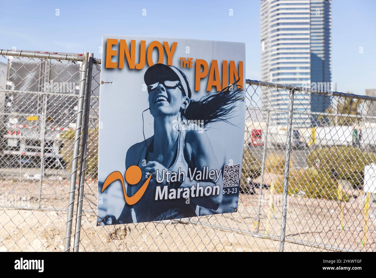 Ein Bild von einem Poster für den Utah Valley Marathon Stockfoto