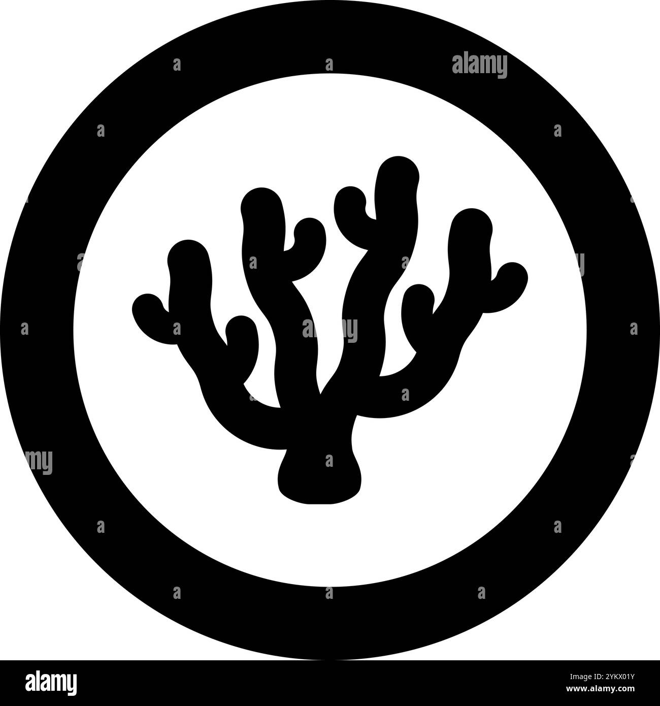 Korallensymbol im Kreis rund schwarz Farbe Vektor Illustration Bild einfarbig Umriss Stil einfach Stock Vektor