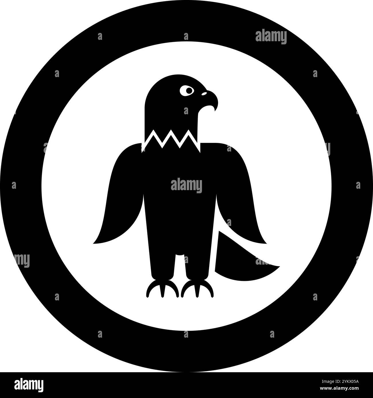 Eagle Glatze amerikanischer Vogel Silhouette Icon im Kreis rund schwarz Farbe Vektor Illustration Bild einfarbig Umriss Stil einfach Stock Vektor