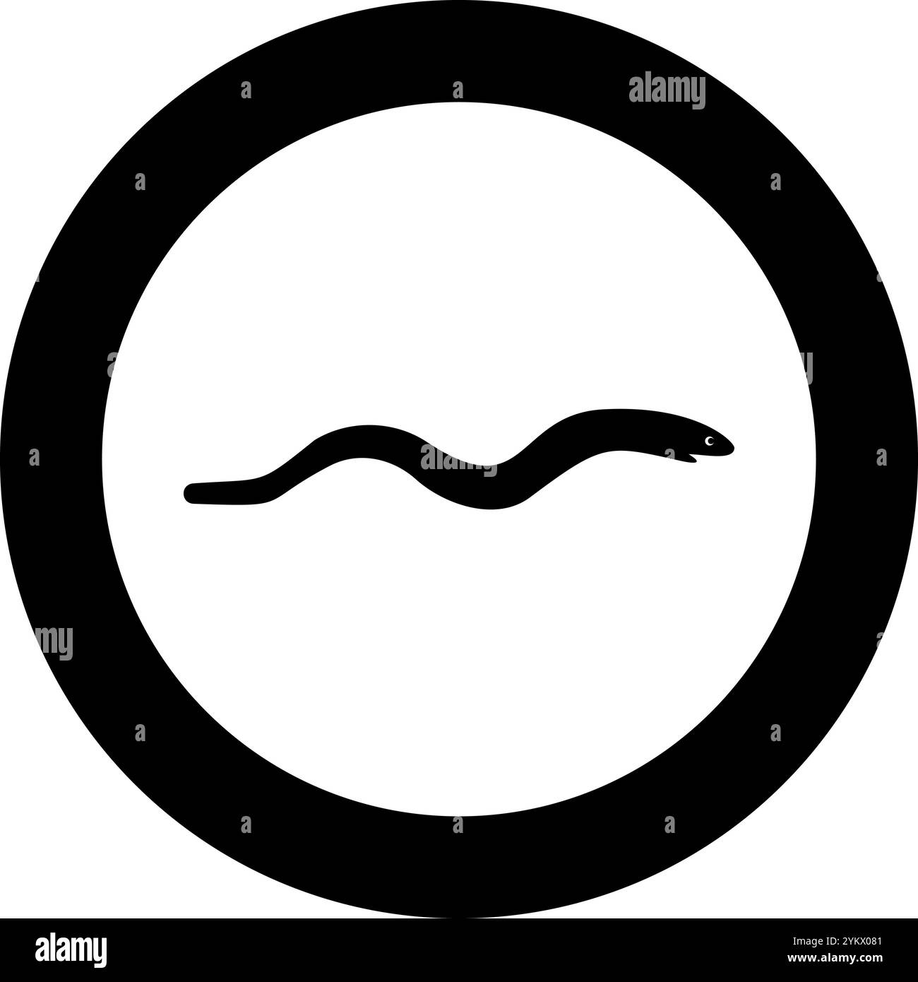 Aal Fisch Schlange Form Meeresfrüchte Konzept Symbol im Kreis rund schwarz Farbe Vektor Illustration Bild solide Umrissart einfach Stock Vektor