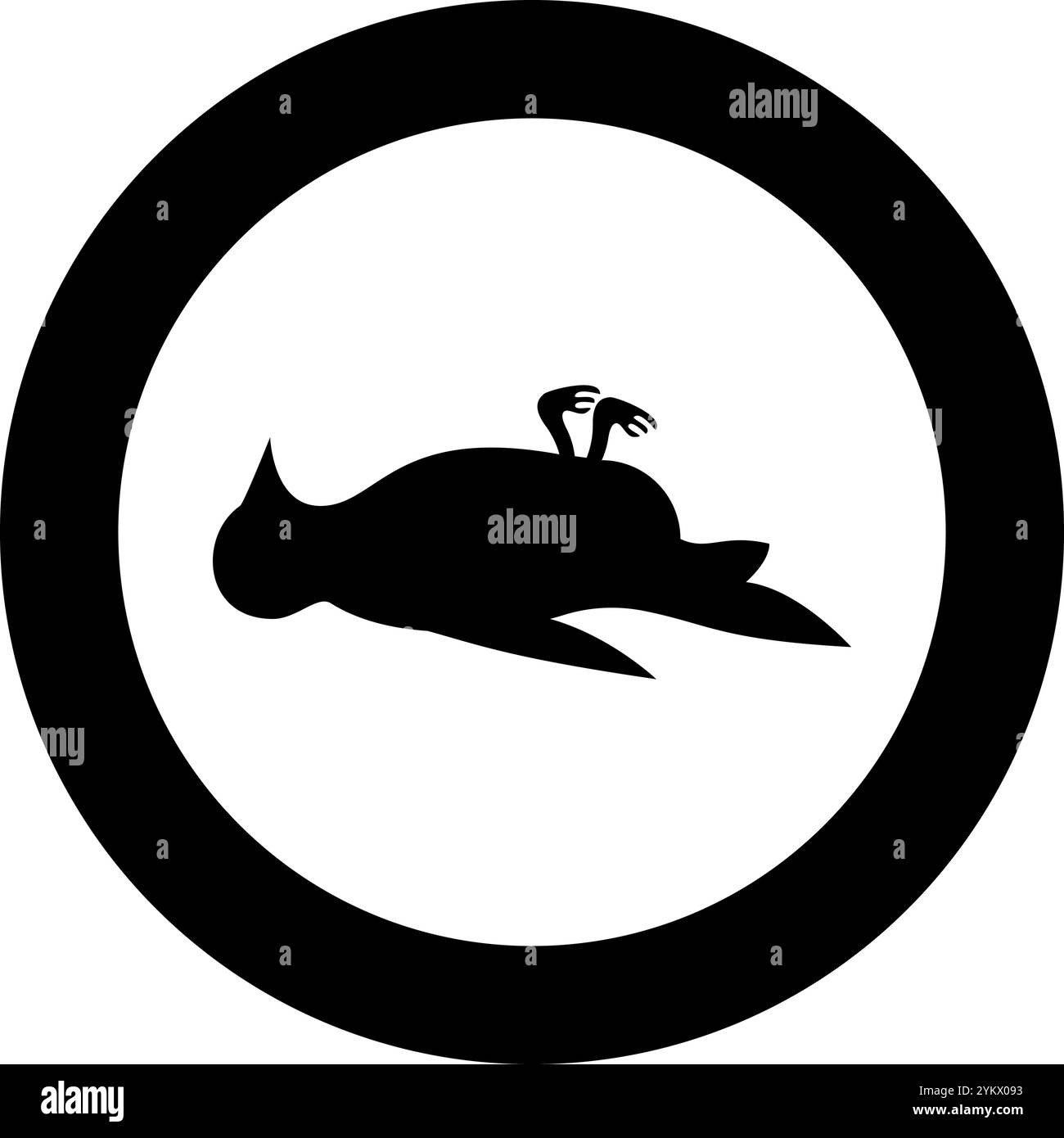 Toter Vogel Gefahr Konzept Symbol im Kreis rund schwarz Farbe Vektor Illustration Bild Solid Umriss Stil einfach Stock Vektor