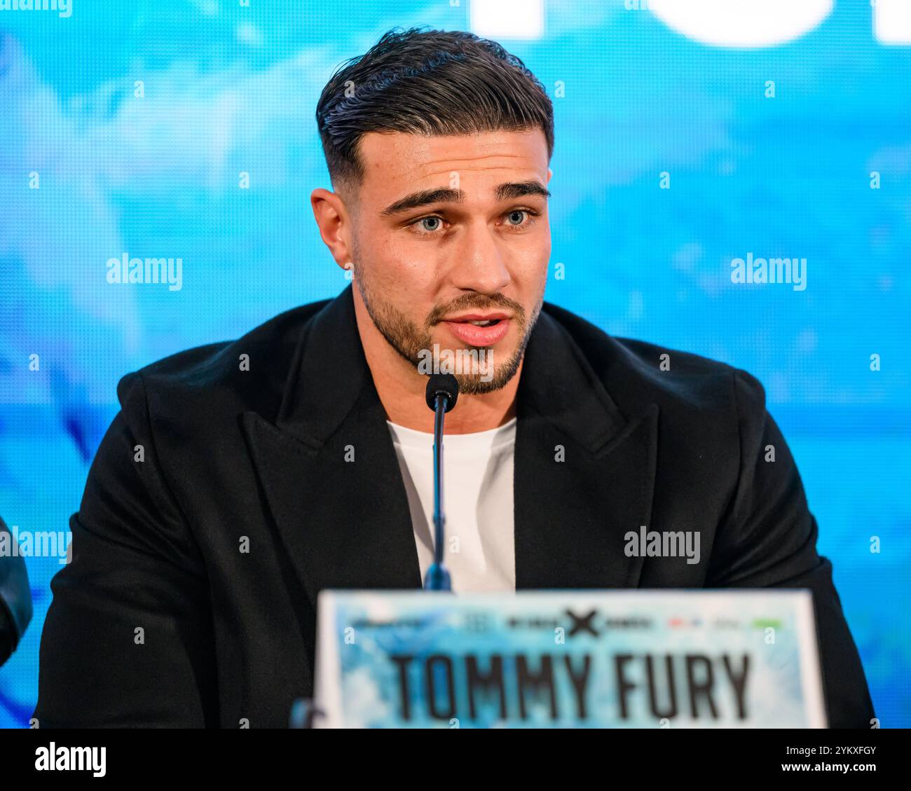 LONDON, VEREINIGTES KÖNIGREICH. November 24. Tommy Fury während des Misfits Boxing präsentierte am Dienstag, den 19. November 2024 in LONDON die Pressekonferenz Fury vs Till Launch in Leonardo London City. Quelle: Taka G Wu/Alamy Live News Stockfoto