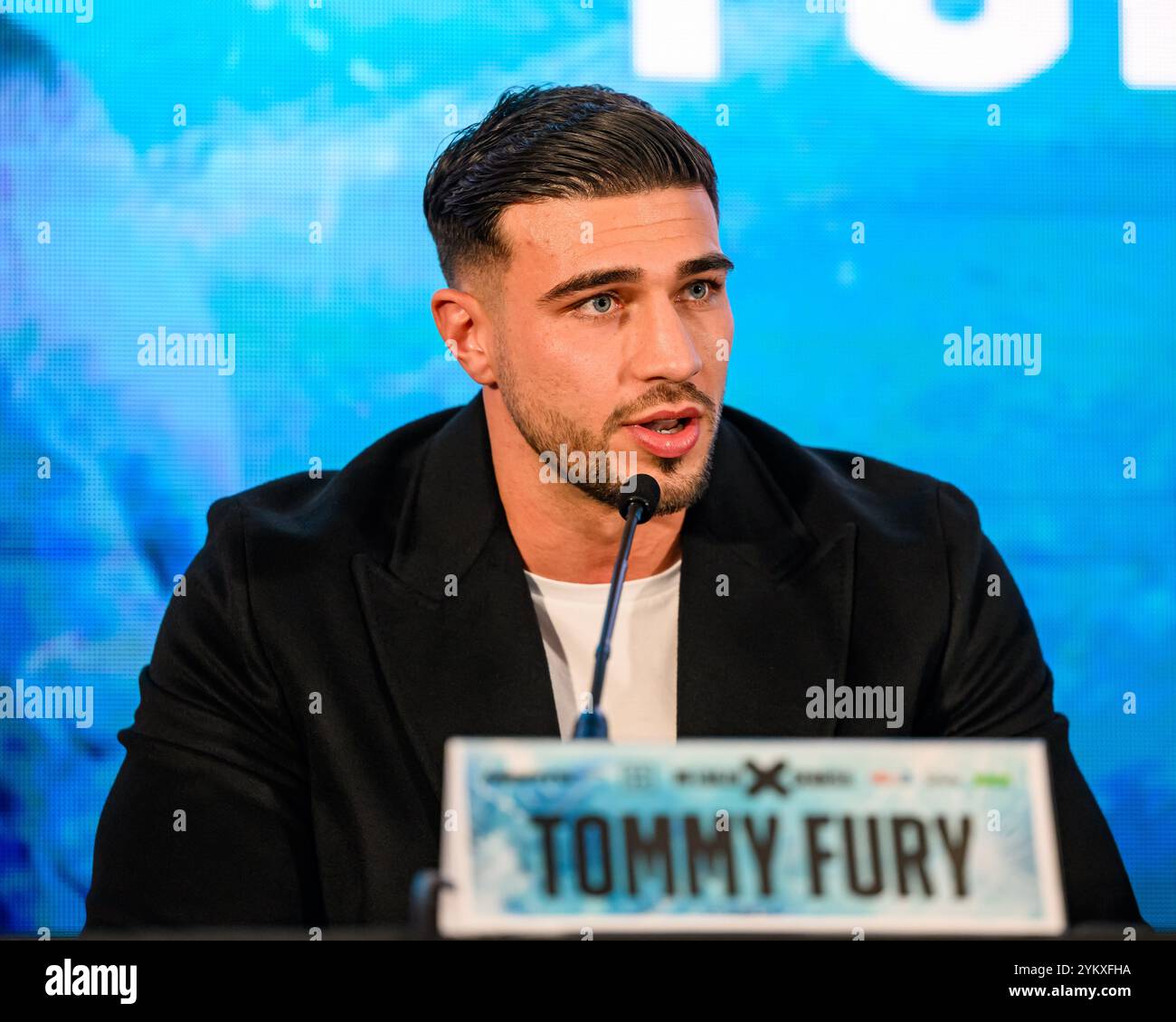 LONDON, VEREINIGTES KÖNIGREICH. November 24. Tommy Fury während des Misfits Boxing präsentierte am Dienstag, den 19. November 2024 in LONDON die Pressekonferenz Fury vs Till Launch in Leonardo London City. Quelle: Taka G Wu/Alamy Live News Stockfoto