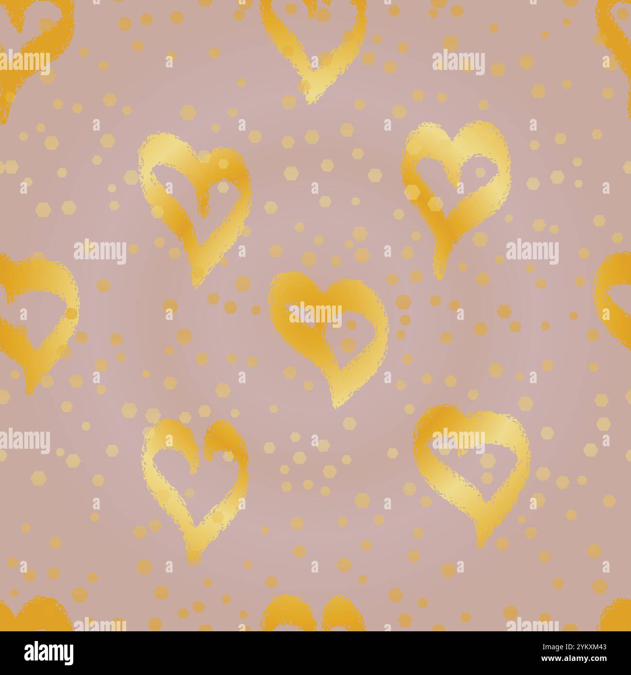 Goldene Herzen auf rosa Hintergrund nahtloses Muster Stock Vektor