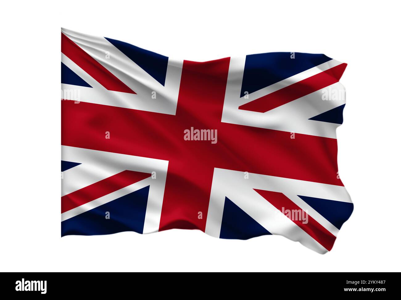 Britische Flagge isoliert auf weißem Hintergrund. Britische Flagge isoliert auf einem Weißen. Stockfoto