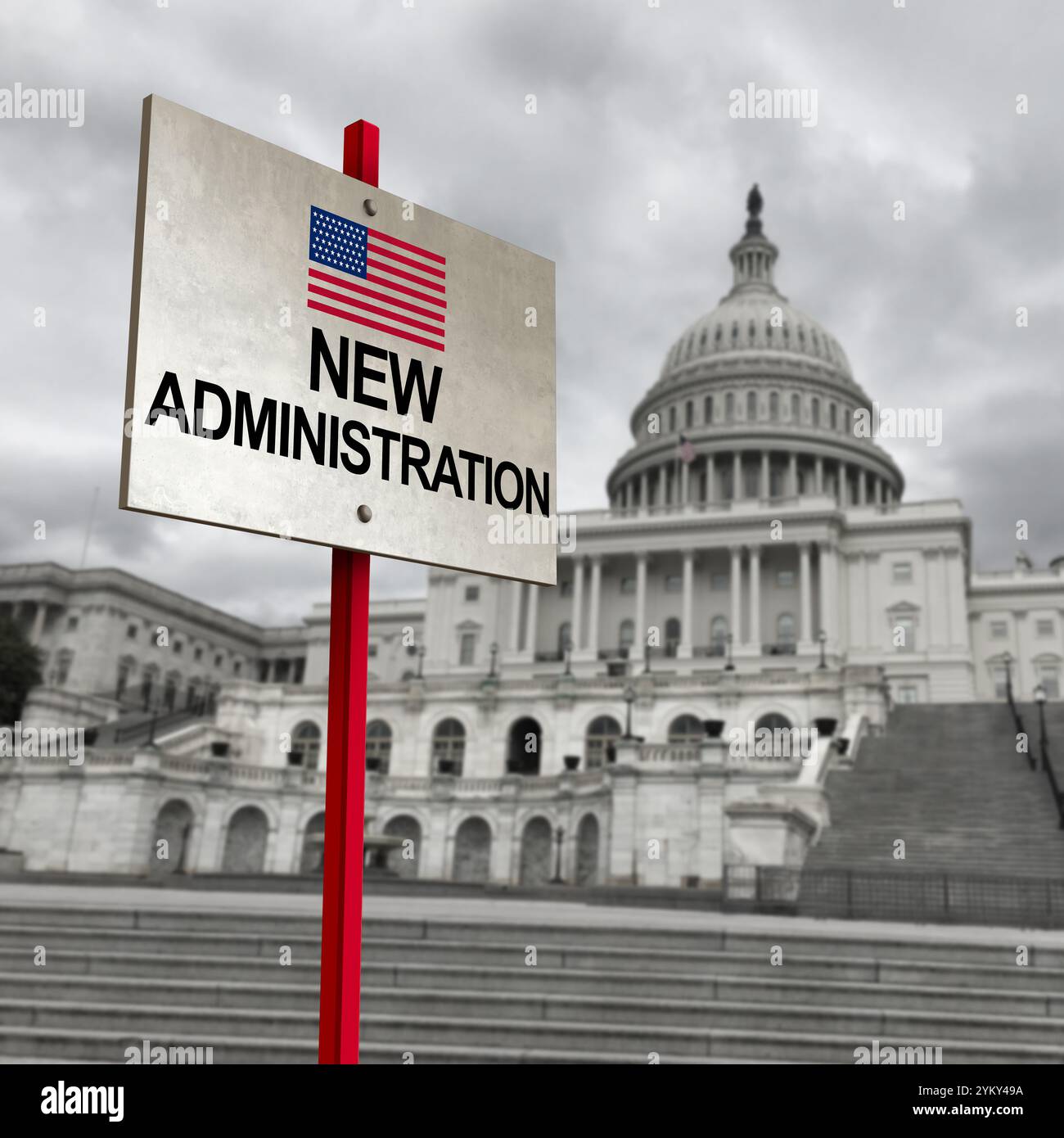 Neue US-Administration und Änderung der US-Regierung als US-Bundesstaat ändert sich im senatskongress und Präsident als nationale Legis der Vereinigten Staaten Stockfoto