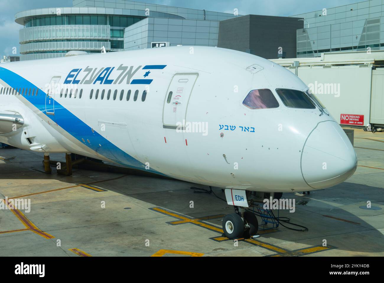 EL AL Israel Airlines Boeing 787-8 Dreamliner 4X-EDH am Miami International Airport (MIA), Miami, Florida FL, USA. Stockfoto