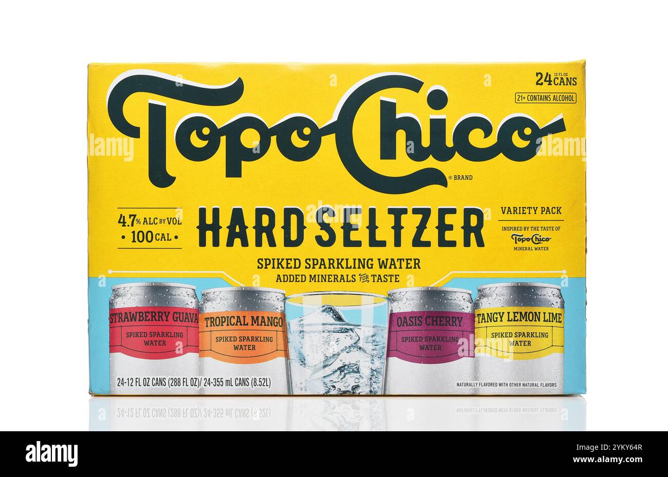 IRVINE, KALIFORNIEN - 19. November 2024: Eine 24er-Packung Topo Chico Hard Seltzers. Stockfoto