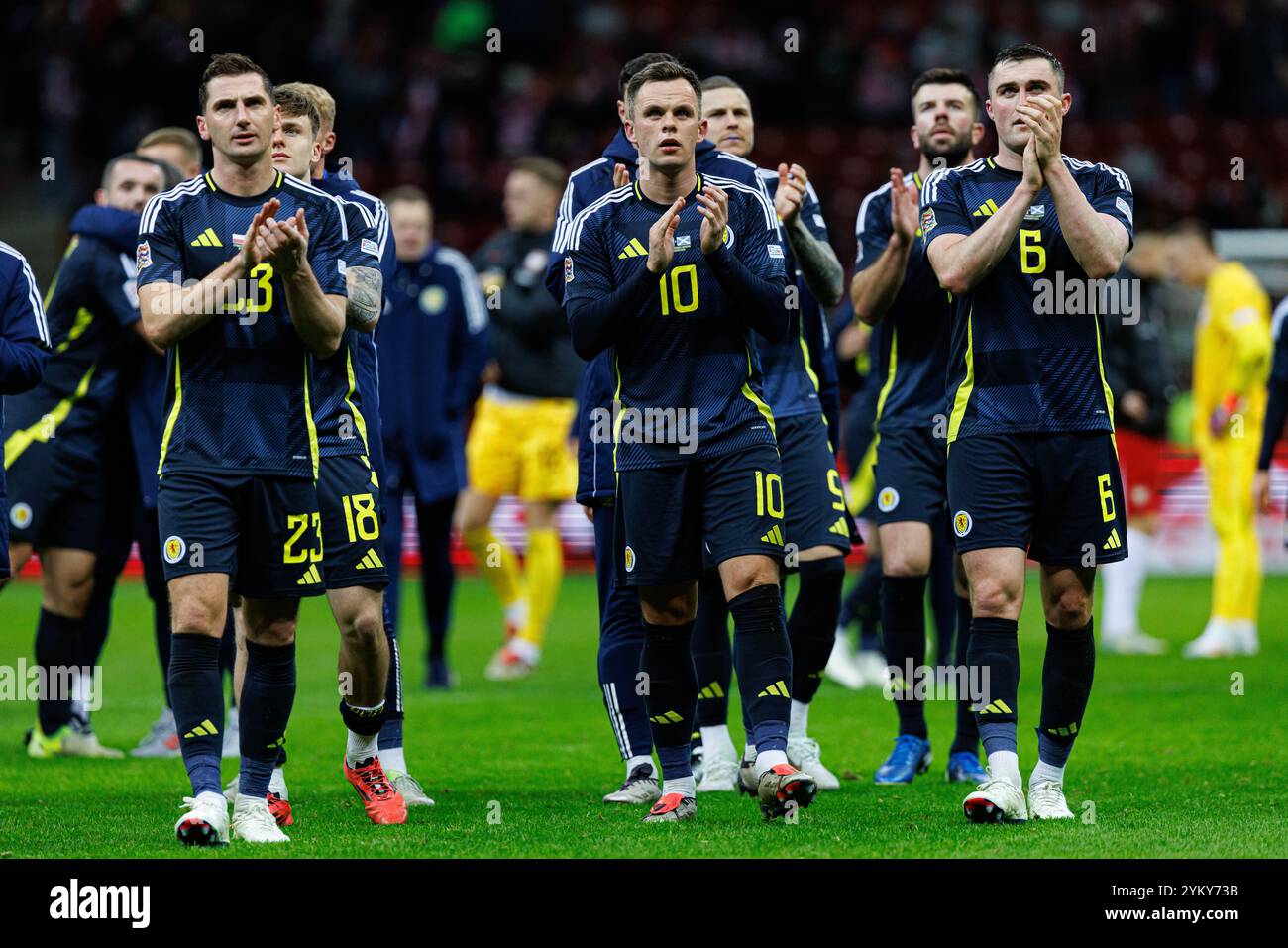 Kenny McLean, Lawrence Shankland, John Souttar beim Spiel der UEFA Nations League zwischen den Nationalmannschaften Polens und Schottlands bei PGE Narodowy (Ma Stockfoto