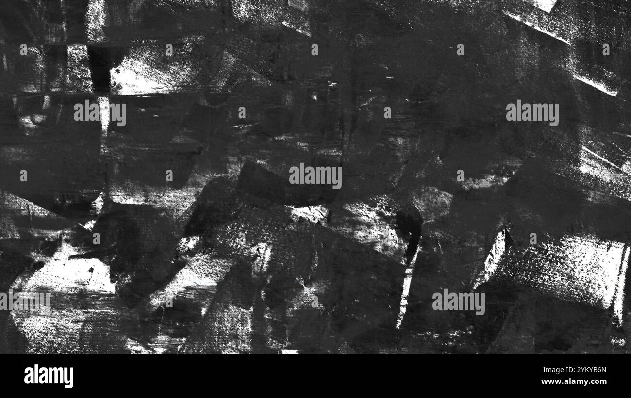 Abstrakter schmutziger Alterungseffekt schwarz-grau. Ein schmutziges, staubiges, zerkratztes Material oder eine Oberfläche. Verwenden Sie diese Option als Overlay-Effekt auf Vintage-Grunge-Design. Stockfoto