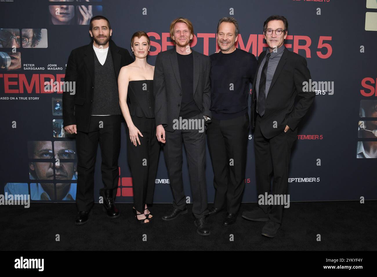 New York, USA. November 2024. (L-R) Jake Gyllenhaal, Leonie Benesch, Tim Fehlbaum, Peter Sarsgaard und Ben Chaplin nehmen am 19. November 2024 am New York Screening im Whitby Hotel, New York, NY, Teil. (Foto: Anthony Behar/SIPA USA) Credit: SIPA USA/Alamy Live News Stockfoto