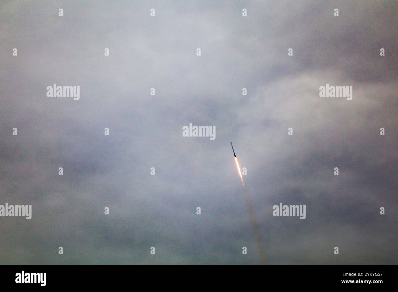 Eine Rakete, die aus dem Kennedy Space Center geflogen ist Stockfoto