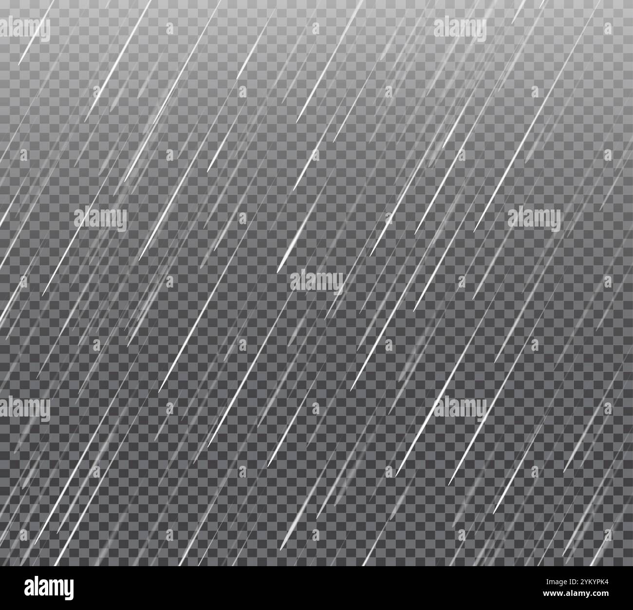 Regentropfen auf dem karierten Hintergrund. Vektorabbildung. Herabfallendes Wasser. Regenfälle in der Natur. Stock Vektor