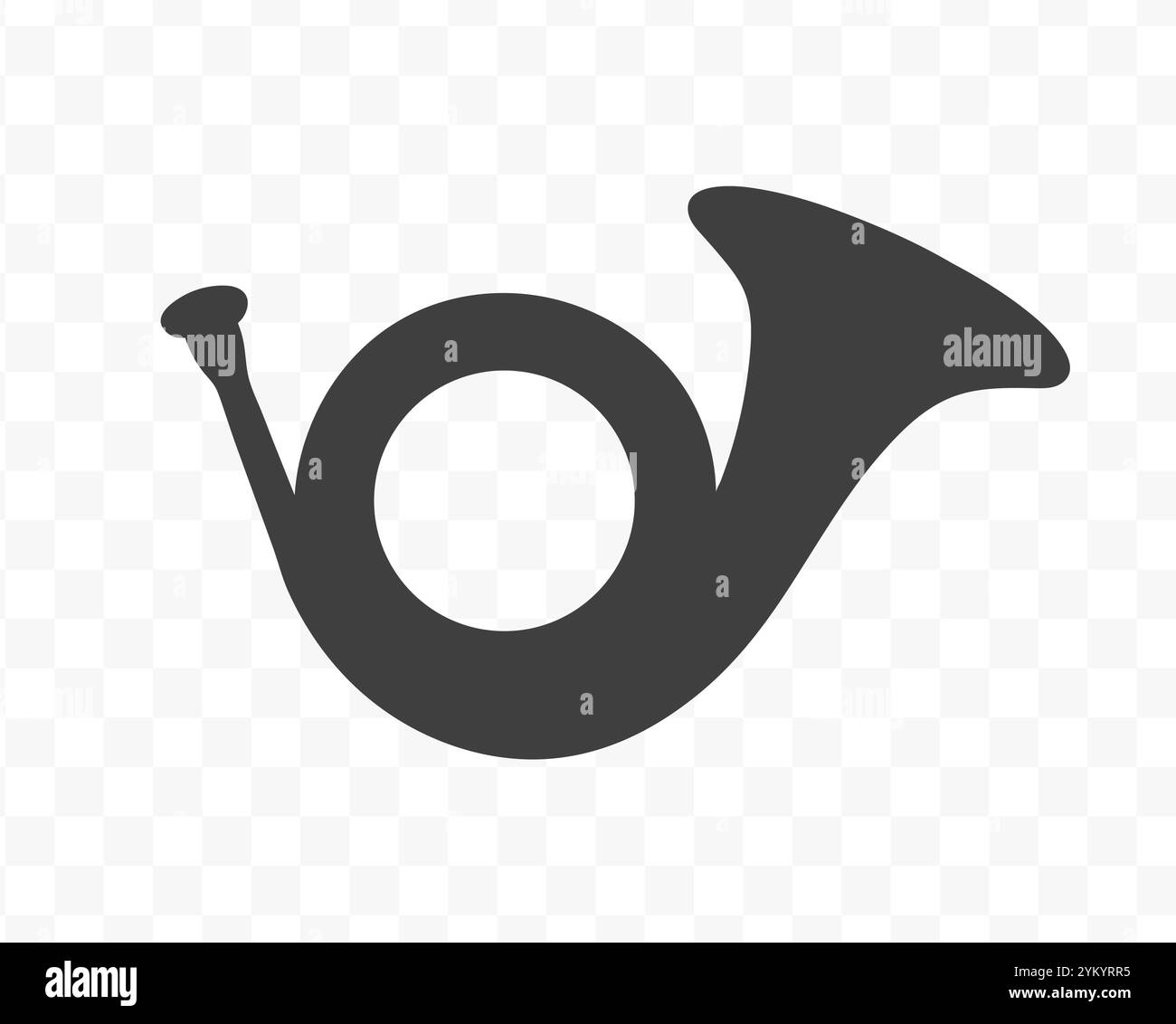 Symbolform der Hupe. Postsignalhorn-Logoschild. E-Mail-Warnung. Vektorabbildungsbild. Isoliert auf weißem Hintergrund. Stock Vektor