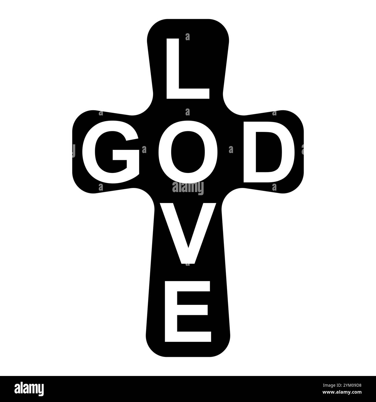 Gott liebe glaube Kreuz mit Text religiöses christliches Symbol Stock Vektor