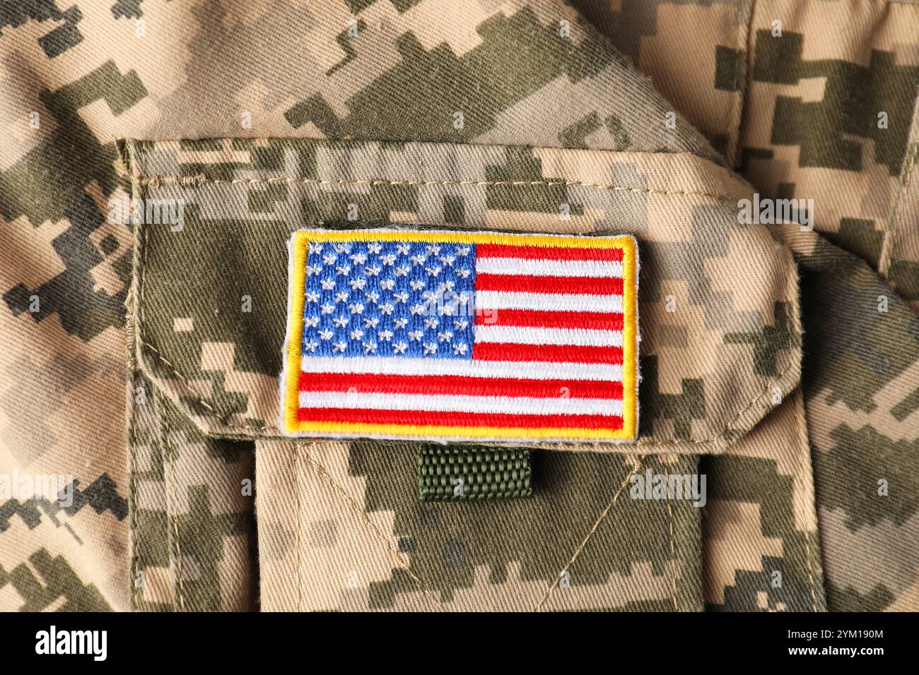 Veteranentag. US-Armee-Patch auf Militäruniform, Nahaufnahme Stockfoto