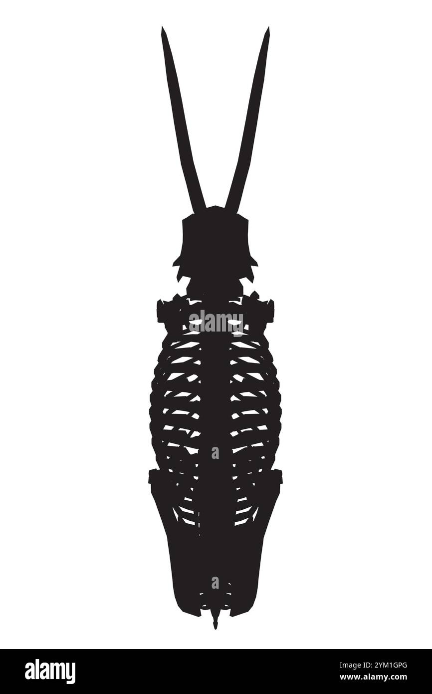 Silhouette eines Mammut-Skelett-Vektors. Steinzeitelement. Das Skelett des Mammuts. Paläontologie und Archäologie. Knochen von großen Wildtieren. Flacher Vektor Stock Vektor