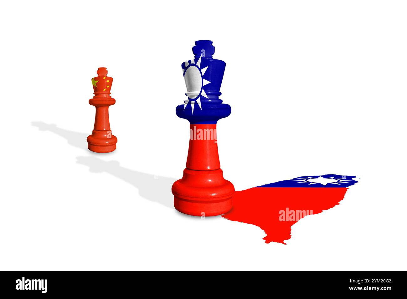 Schach aus China- und Taiwan-Flaggen Stockfoto