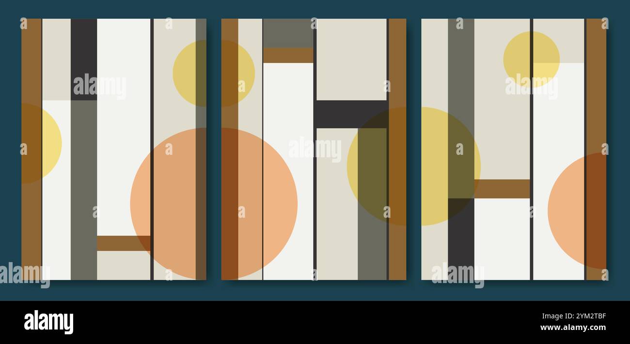 Moderne, einfache abstrakte Poster-Kollektion. Ästhetische Plakate mit geometrischen Formen Stock Vektor