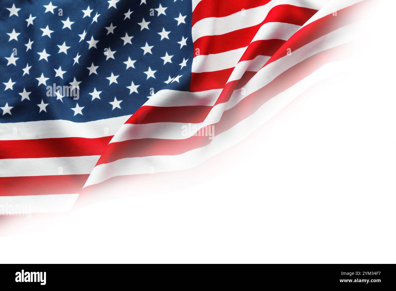 Nahaufnahme der amerikanischen Flagge auf einfarbigen Hintergrund Stockfoto