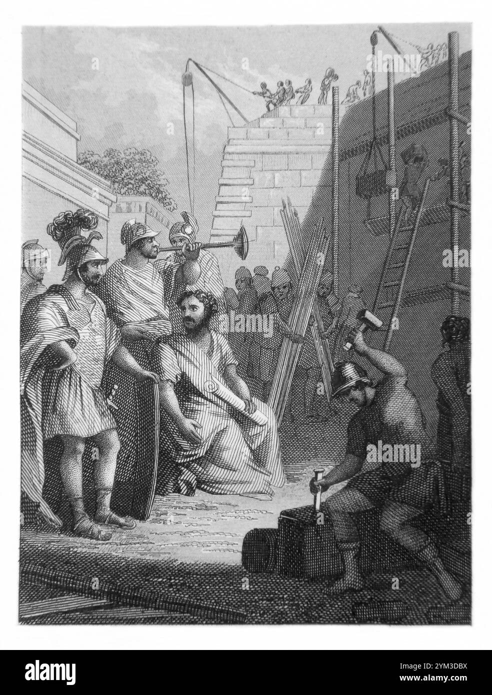 Stahlgravierung des Gebäudes von Tadmor in der Wildnis (2 Chroniken ch 8 v4) King Salomon Building Tadmor aus der 1851 Tallis Illustrated Scrip Stockfoto