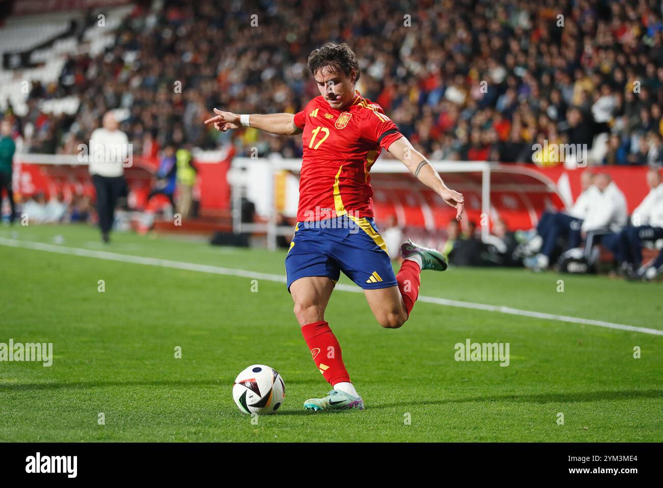 Albacete, Spanien. November 2024. Hugo Bueno (ESP) Fußball/Fußball: Internationales Freundschaftsspiel der U21 zwischen U21 Spanien 2-1 U21 Dänemark im Estadio Carlos Belmonte in Albacete, Spanien. Quelle: Mutsu Kawamori/AFLO/Alamy Live News Stockfoto