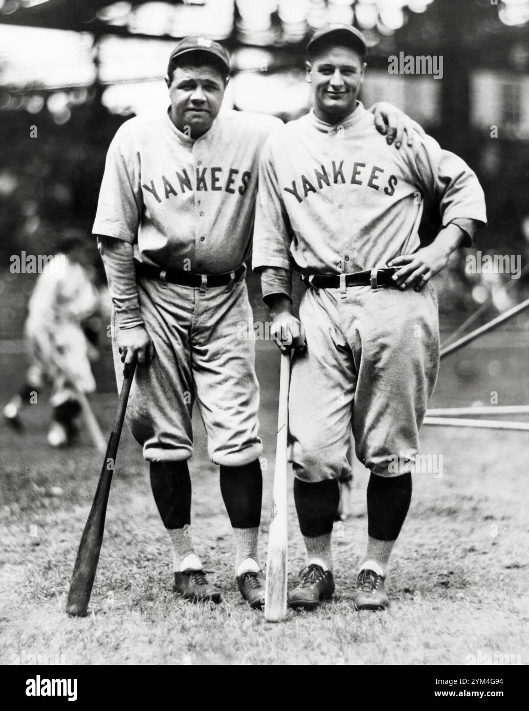 Lou Gehrig und Babe Ruth, legendäre Baseballspieler in New York Yankees, 1920er Jahre Stockfoto