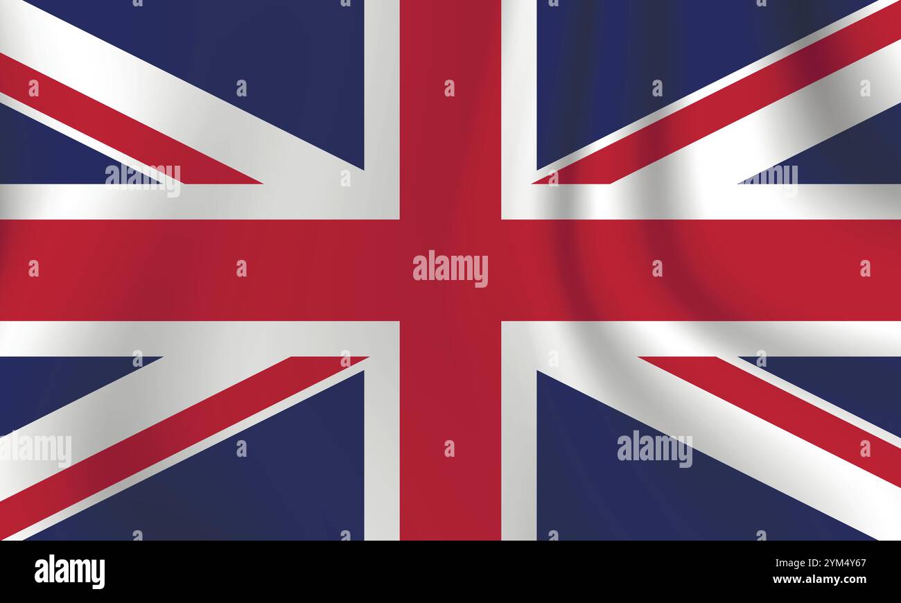 Flagge des Vereinigten Königreichs. Englisches nationales Symbol in offiziellen Farben. Vorlagensymbol. Abstrakter Vektorhintergrund Stock Vektor