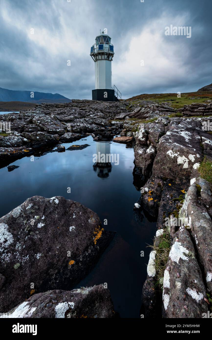 Rhue Lighthouse in den schottischen Highlands Stockfoto