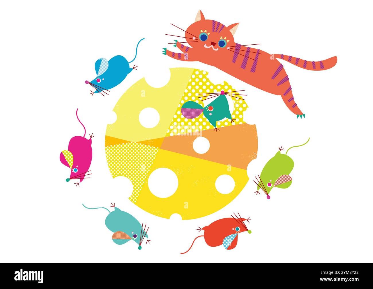 Mäuse und Katzen kreisten Käse Zodiac-Zeichen Stockfoto